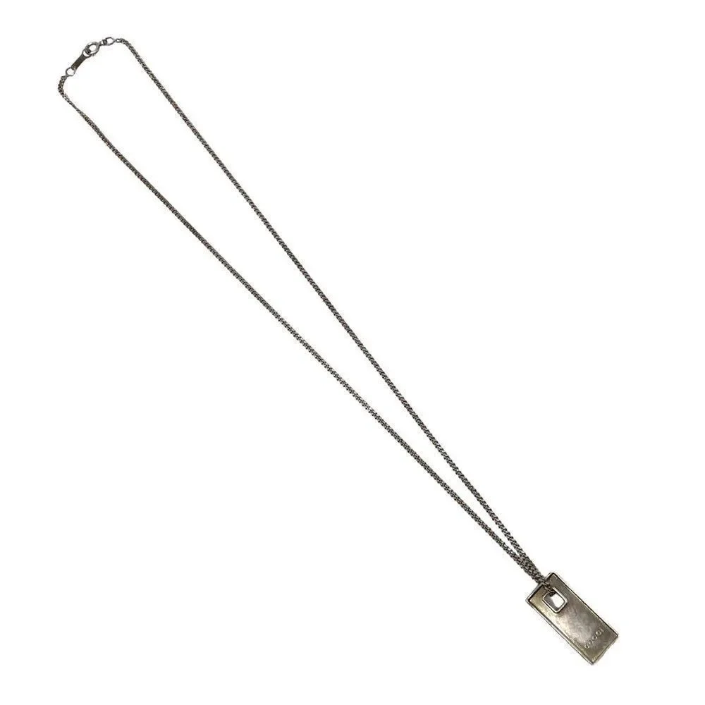 Gucci 925 Silver Bar Plate Necklace - Picture 1 of 7